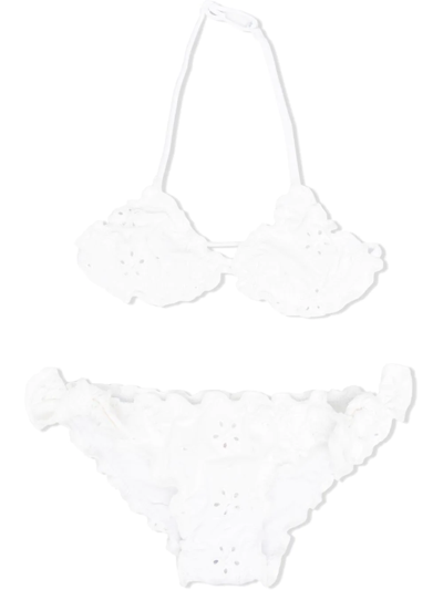 Mc2 Saint Barth Chris Embroidered Bikini Set In White