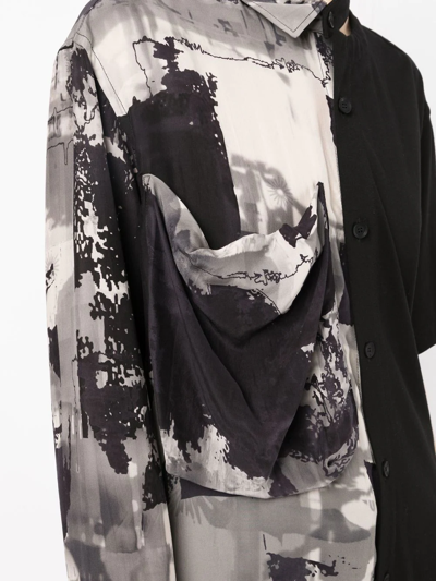 Shop Yohji Yamamoto Silk Asymmetric Shirt In Black