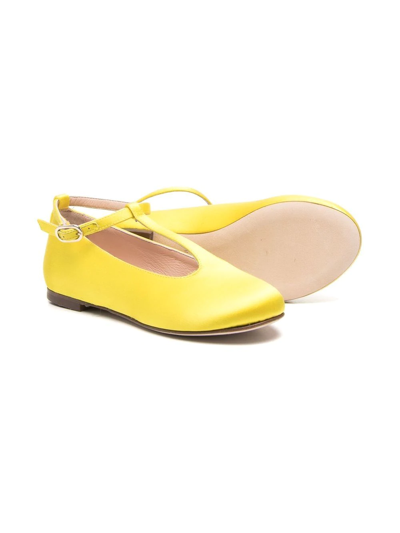 Shop Prosperine T-bar Satin Ballerina Flats In Yellow