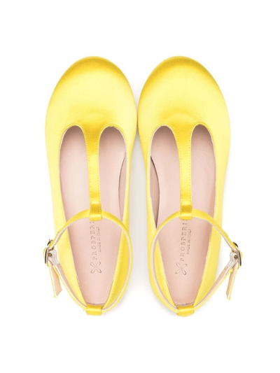 Shop Prosperine T-bar Satin Ballerina Flats In Yellow