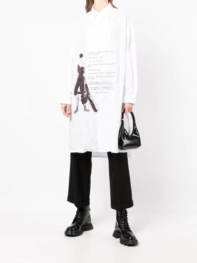 Shop Yohji Yamamoto Graphic-print Cotton Shirtdress In White