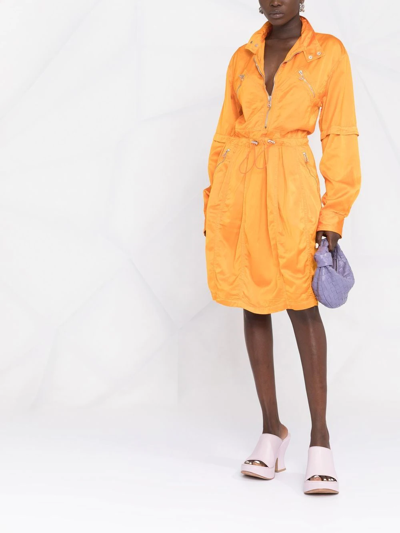 Shop Bottega Veneta Satin Jacket Dress In Orange