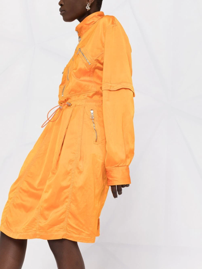 Shop Bottega Veneta Satin Jacket Dress In Orange