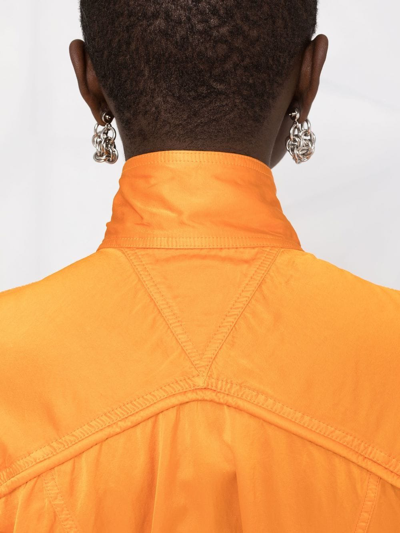 Bottega Veneta Zip Detail Long Sleeve Fluid Satin Dress In Orange