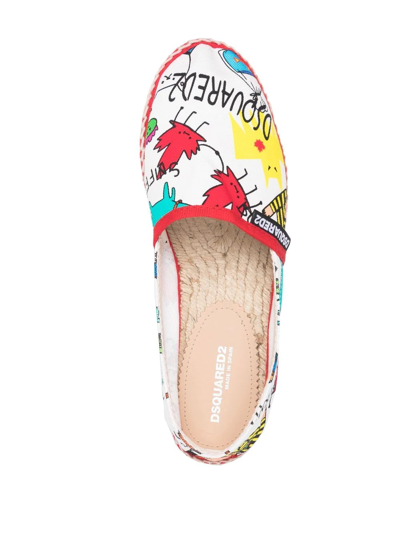 Dsquared2 Maple-leaf Logo-print Espadrilles In White