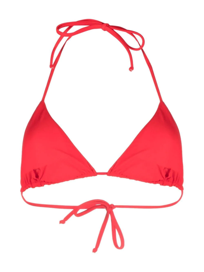Shop Moschino Logo-print Bikini Top In Red