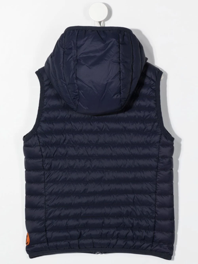 Shop Save The Duck Padded Hooded Gilet In Blue
