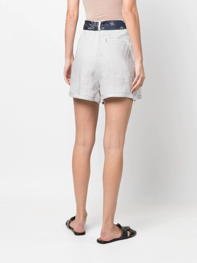 Emporio Armani High-waisted Cotton Shorts In Neutrals