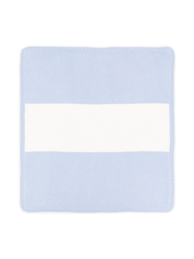 Shop La Stupenderia Striped Knitted Blanket In Blue