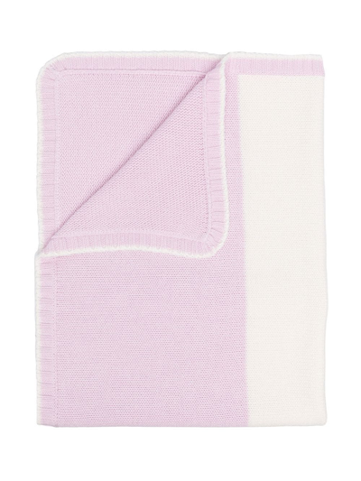 La Stupenderia Striped Knitted Blanket In Pink