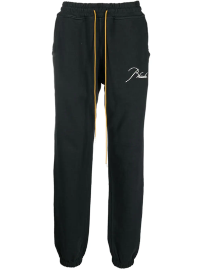 Shop Rhude Logo-embroidered Track Pants In Black