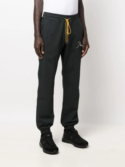 Shop Rhude Logo-embroidered Track Pants In Black