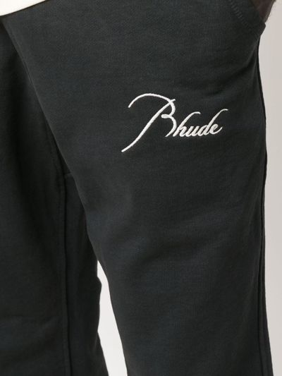 Shop Rhude Logo-embroidered Track Pants In Black