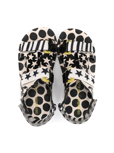 Shop Mini Melissa Polka Dot Star-print Sandals In Black