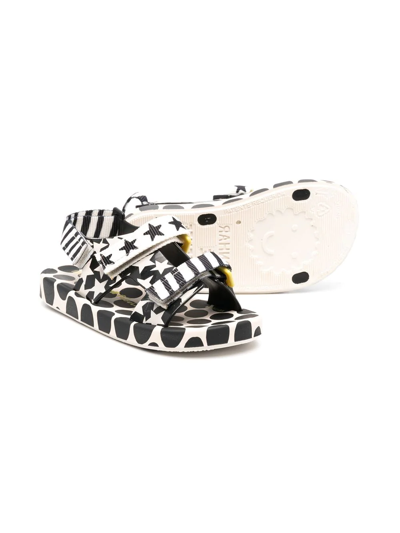 Shop Mini Melissa Contrast Pattern Open Toe Sandals In Black