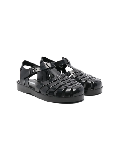 Shop Mini Melissa Interwoven Closed Toe Sandals In Black