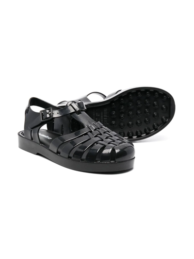 Shop Mini Melissa Interwoven Closed Toe Sandals In Black