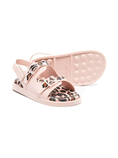 Shop Mini Melissa Leopard Print Open Toe Sandals In Pink