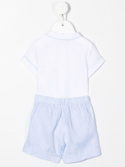 Shop Il Gufo Short-sleeve Shirt And Short Set In Blue