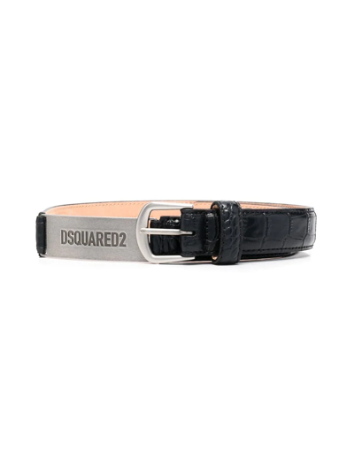 Shop Dsquared2 Crocodile-effect Leather Belt In Black