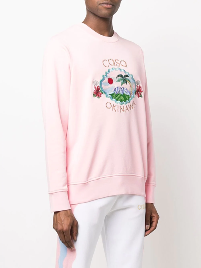 Shop Casablanca Organic Cotton Embroidered-motif Sweatshirt In Pink