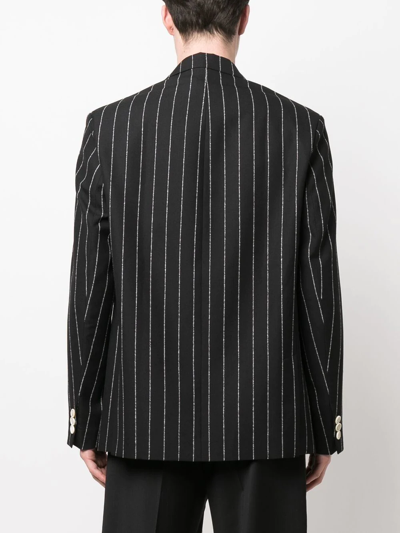 Shop Marni Notched Lapels Striped Blazer In Black