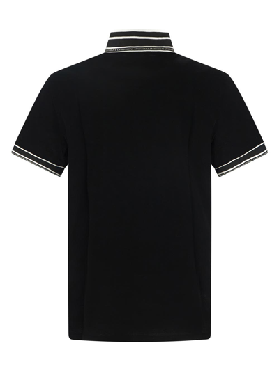 Shop Versace Logo Collar Polo Shirt In Black