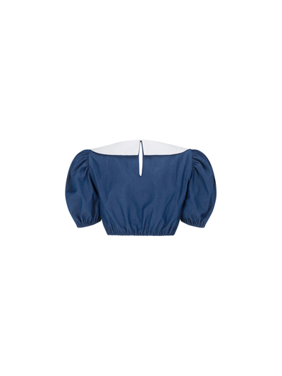 Shop Alessandra Rich Cropped Shirt In Blue
