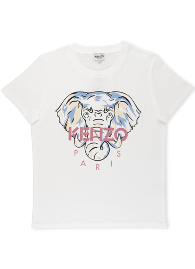 Shop Kenzo Elephant T-shirt In Ecru