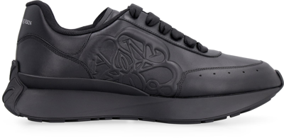 Shop Alexander Mcqueen Sprint Runner Leather Low-top Sneakers In Black