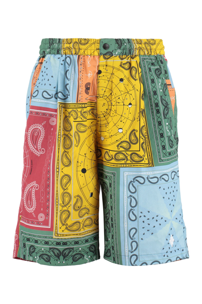 Shop Marcelo Burlon County Of Milan Printed Nylon Shorts In Multicolor