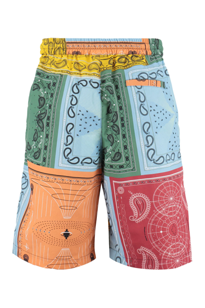 Shop Marcelo Burlon County Of Milan Printed Nylon Shorts In Multicolor