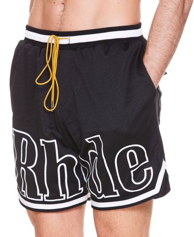Shop Rhude Court Logo Shorts In Black