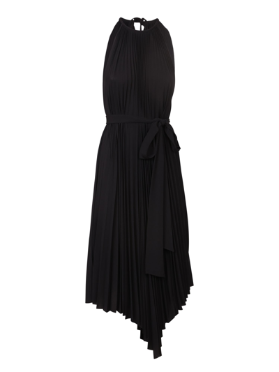 Shop Alexandre Vauthier Pleated Midi Dress In Black