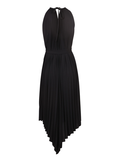 Shop Alexandre Vauthier Pleated Midi Dress In Black