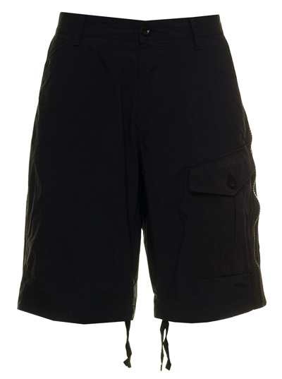 Shop Ten C Man's Blue Cotton Cargo Bermuda Shorts With Pockets