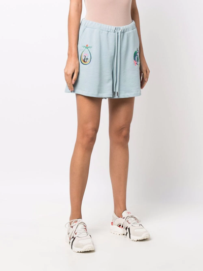 Shop Opening Ceremony Logo-embroidered Track Shorts In Blue