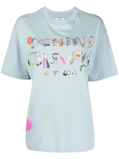 Shop Opening Ceremony Logo-print Round-neck T-shirt In Blue