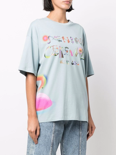 Shop Opening Ceremony Logo-print Round-neck T-shirt In Blue