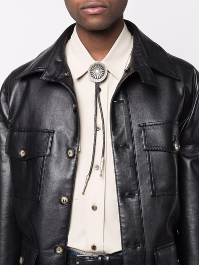 Rrl Braided Leather Bolo Tie In Black
