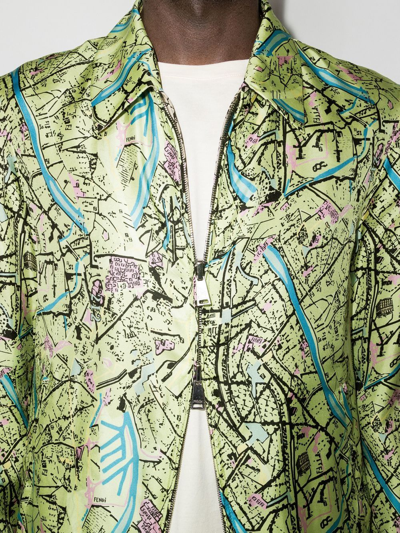 Shop Fendi Map Reversible Shirt Jacket In Green