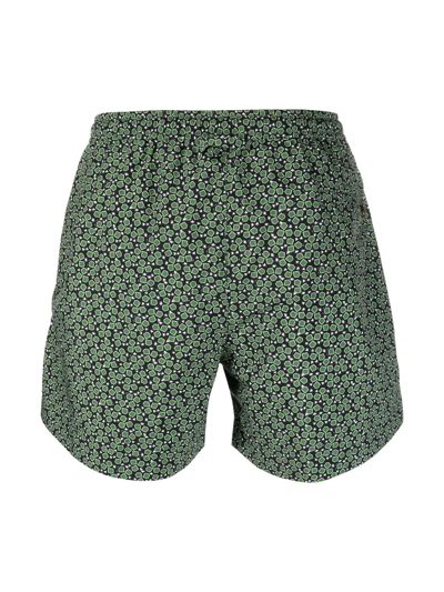 Shop Orlebar Brown Geometric-print Drawstring-waist Swim Shorts In Black