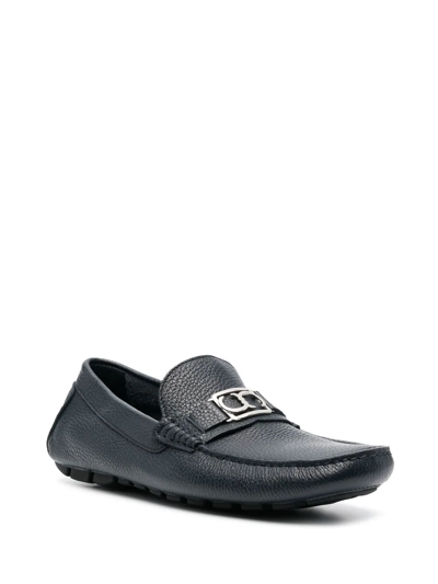 Shop Casadei Grained Plaque-detail Loafers In Blau