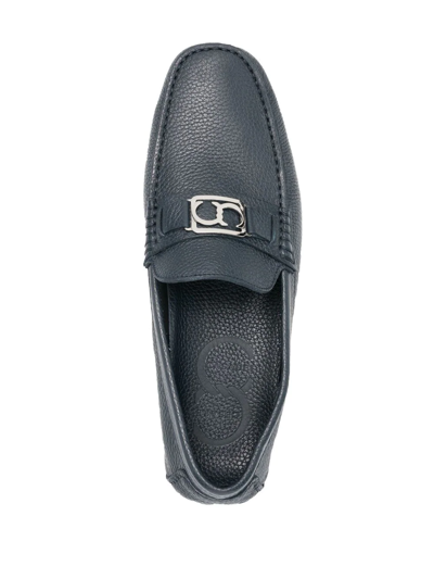 Shop Casadei Grained Plaque-detail Loafers In Blau