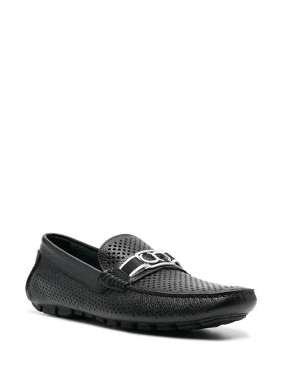 Shop Casadei Plaque-detail Slip-on Loafers In Schwarz