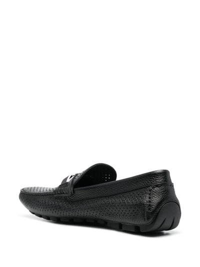 Shop Casadei Plaque-detail Slip-on Loafers In Schwarz