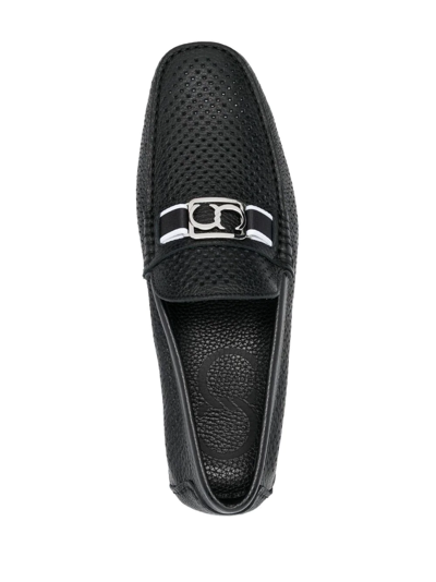 Shop Casadei Plaque-detail Slip-on Loafers In Schwarz