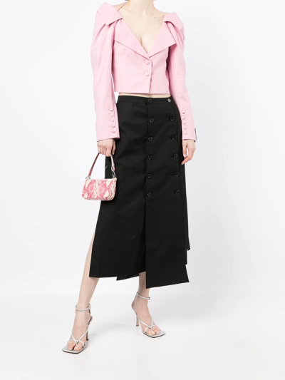 Shop Rokh Multi-buttoned Panel Skirt In Schwarz