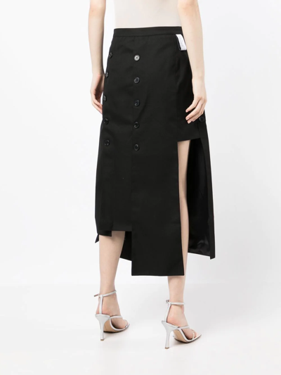 Shop Rokh Multi-buttoned Panel Skirt In Schwarz