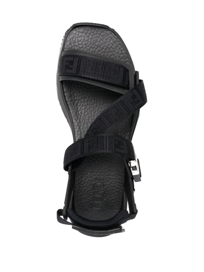 Shop Fendi Flow Jacquard-logo Sandals In Schwarz